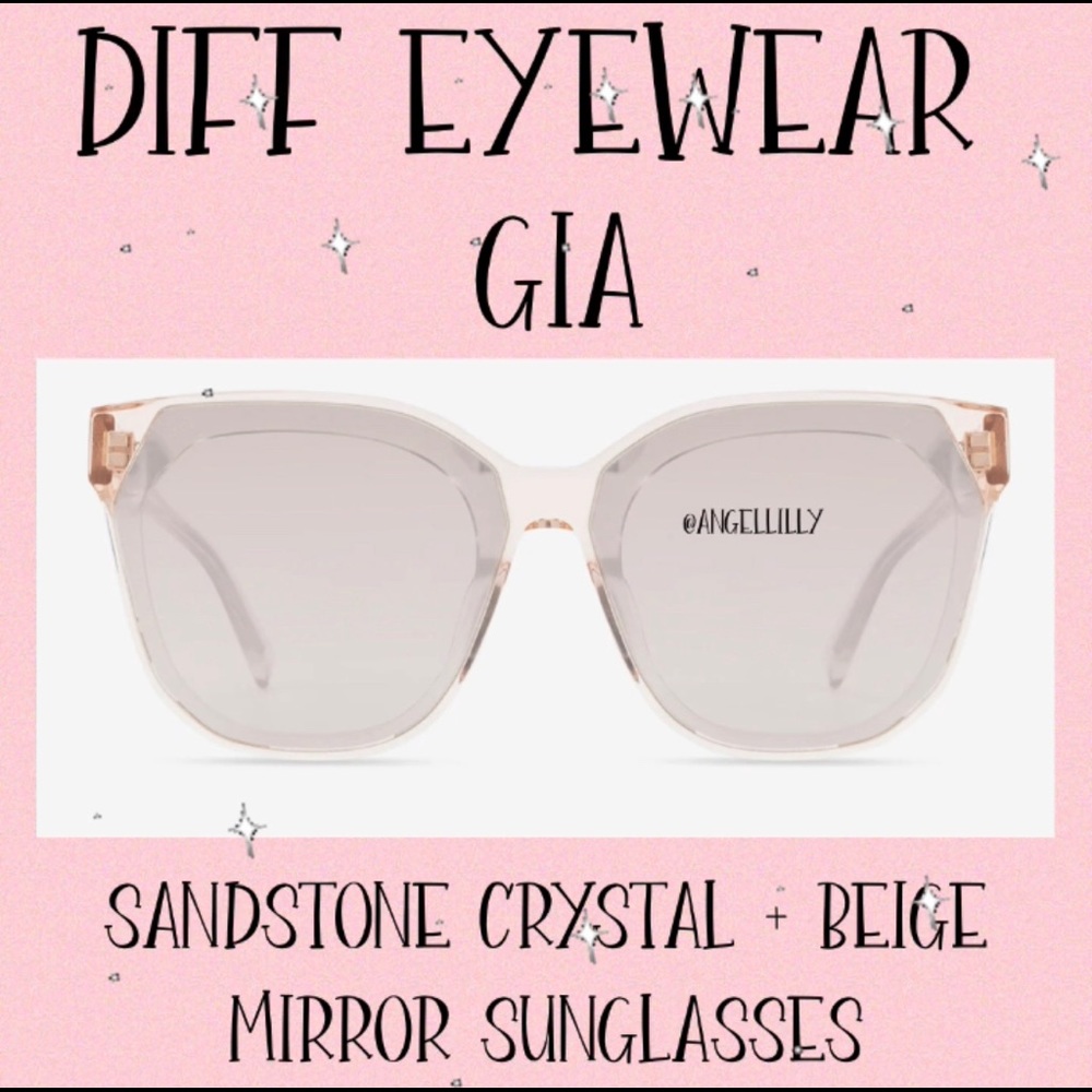DIFF Eyewear GIA Sandstone Crystal Sunnies w/ Beige Mirror Lenses